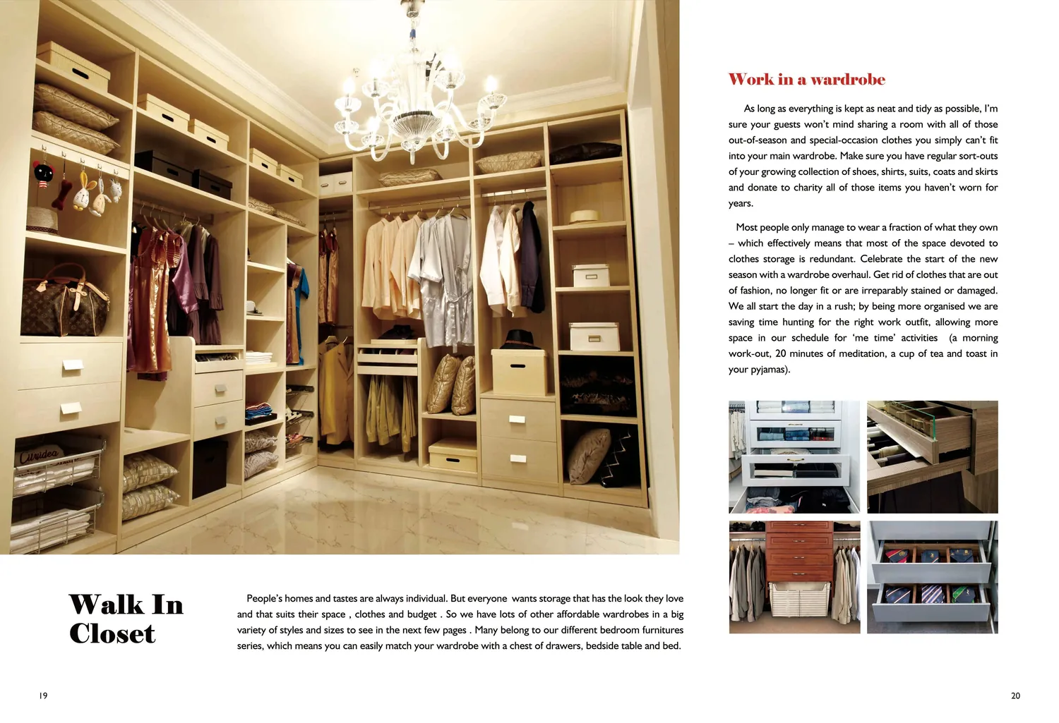 Open dressing room with lighting and a central island unit.