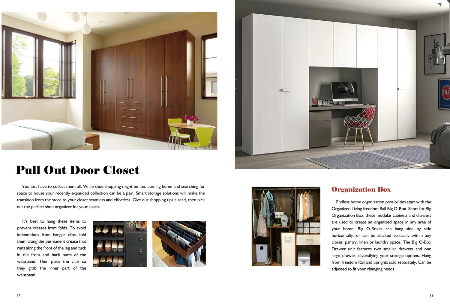 Different modular wardrobe configurations.