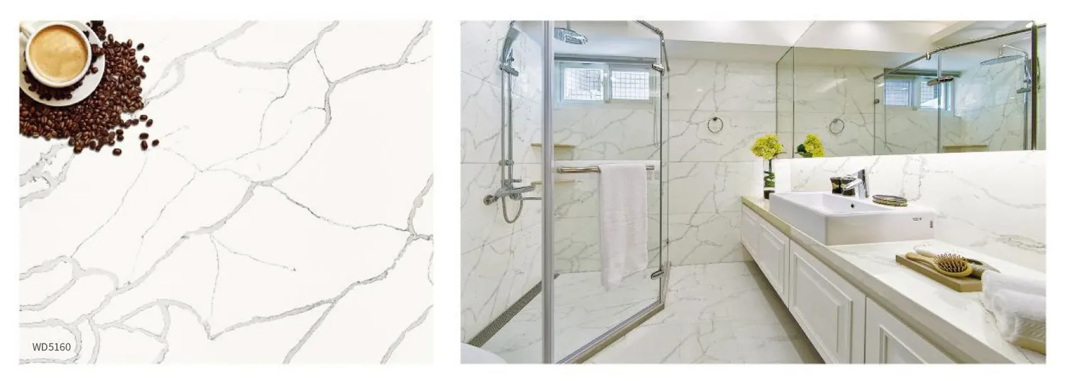 Bathroom with shower and large-format slab walls.