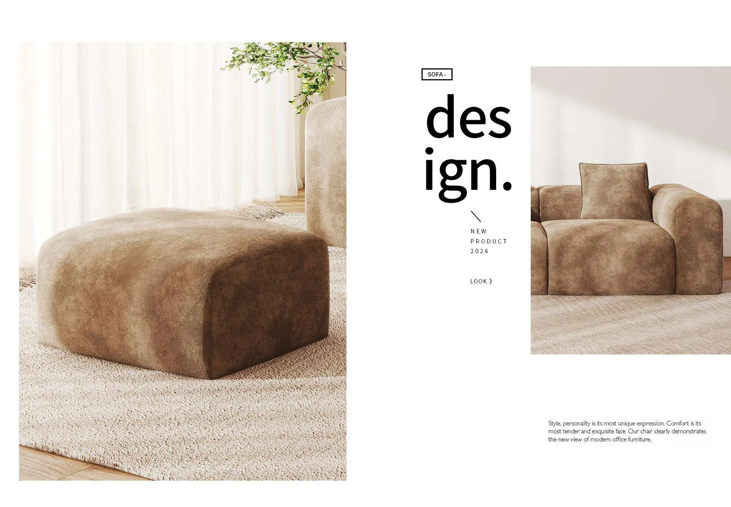 Single upholstered module in a light fabric.