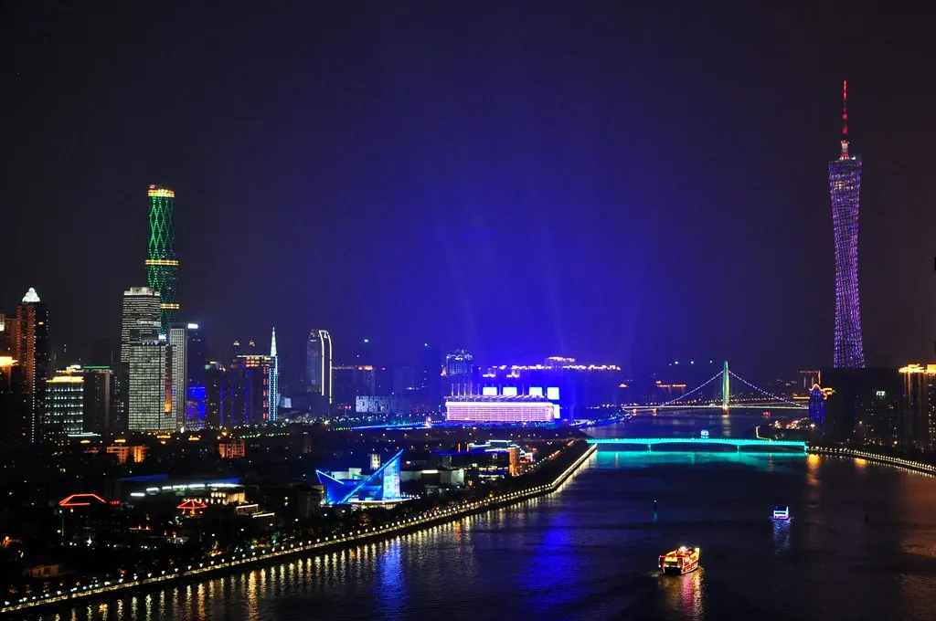 Skyline de Guangzhou de noche